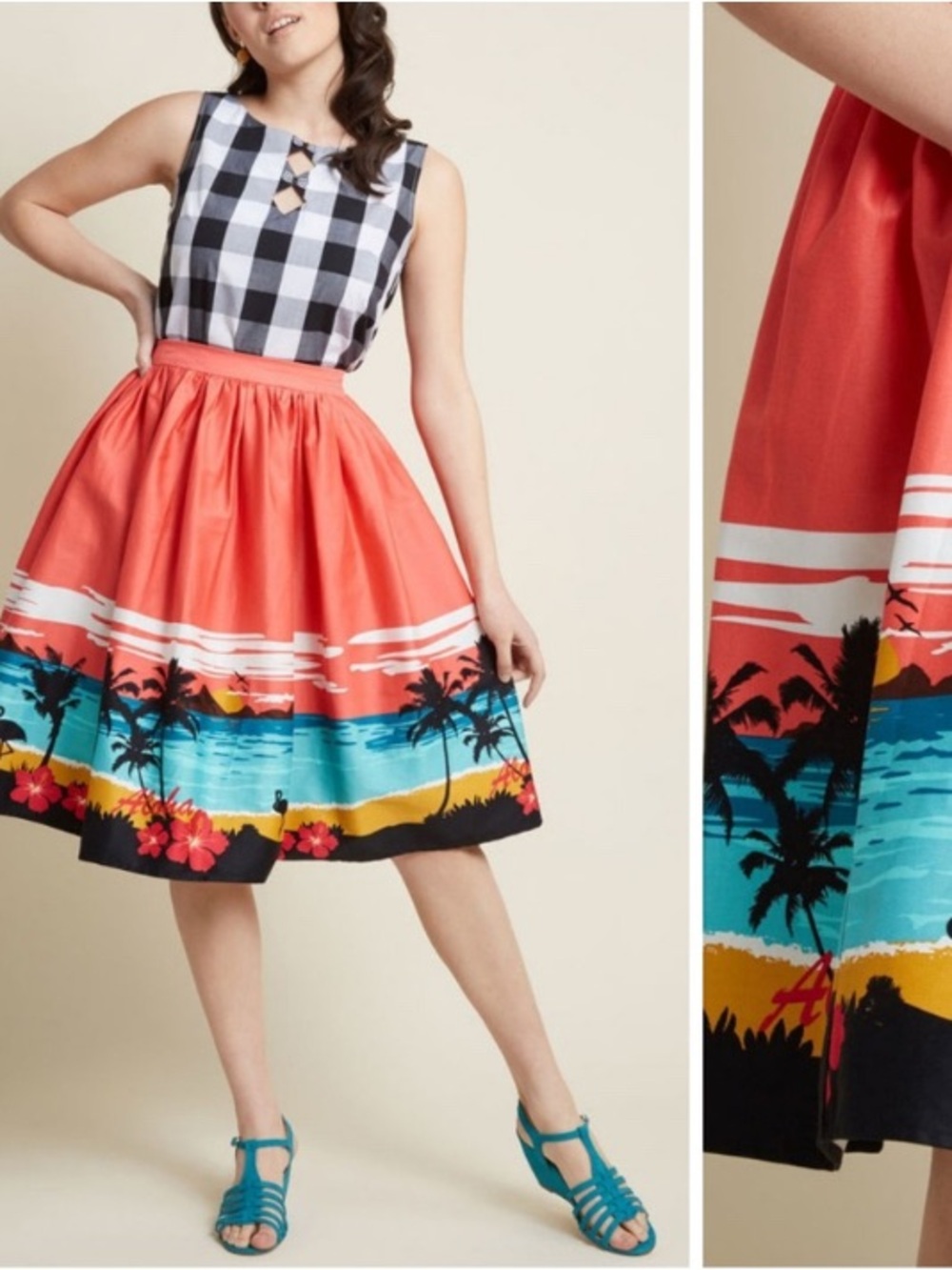 Collectif Modcloth Jasmine Aloha landcape summer skirt